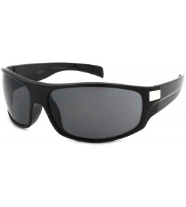 Wrap Sporty Wrap Style Sunglasses w/Solid Lens 540543-SD - Black - CY12NSOYQHV $19.52