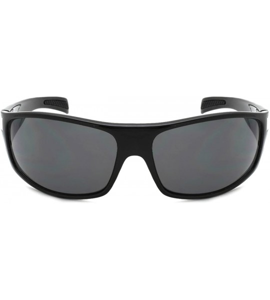 Wrap Sporty Wrap Style Sunglasses w/Solid Lens 540543-SD - Black - CY12NSOYQHV $19.52