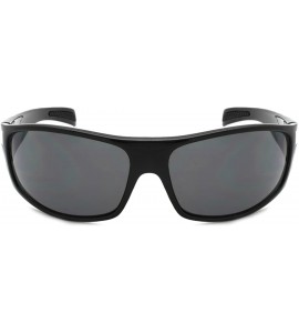 Wrap Sporty Wrap Style Sunglasses w/Solid Lens 540543-SD - Black - CY12NSOYQHV $19.52