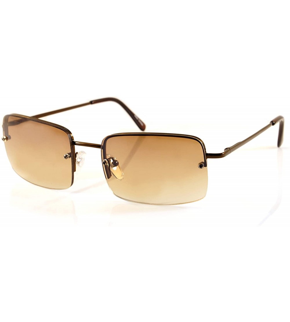 Shield Minimalist Medium Rectangular Sunglasses Clear Eyewear Spring Hinge A173 A174 - Copper/ Brown Gr - CE18DI98KZ5 $23.64