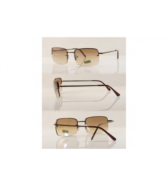 Shield Minimalist Medium Rectangular Sunglasses Clear Eyewear Spring Hinge A173 A174 - Copper/ Brown Gr - CE18DI98KZ5 $23.64