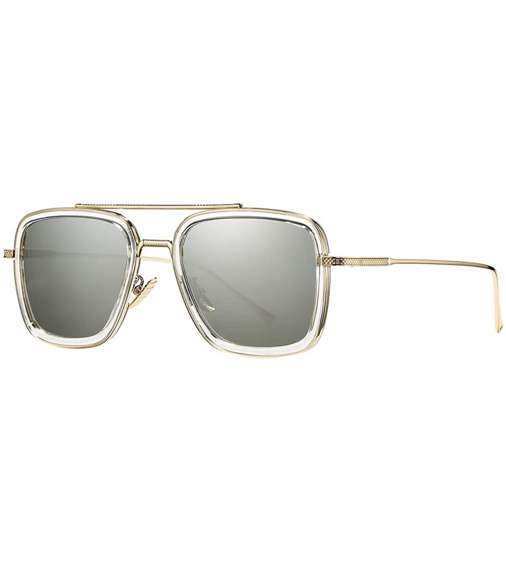 Aviator Sunglasses Vintage Aviator Glasses Classic - Gold/Silver Mirror - C618YH0W34R $46.39