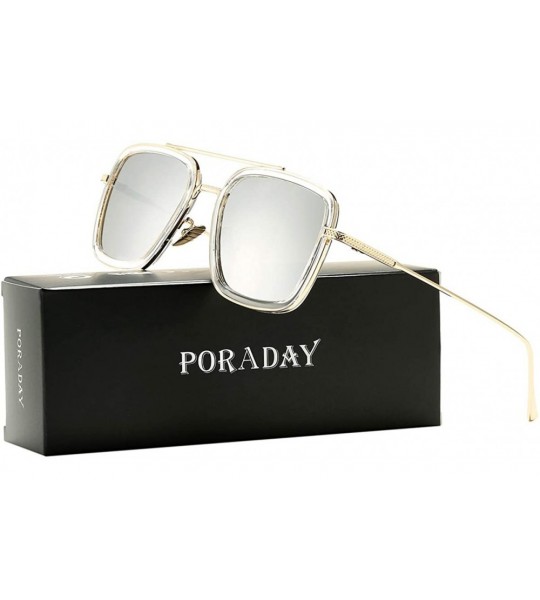 Aviator Sunglasses Vintage Aviator Glasses Classic - Gold/Silver Mirror - C618YH0W34R $46.39