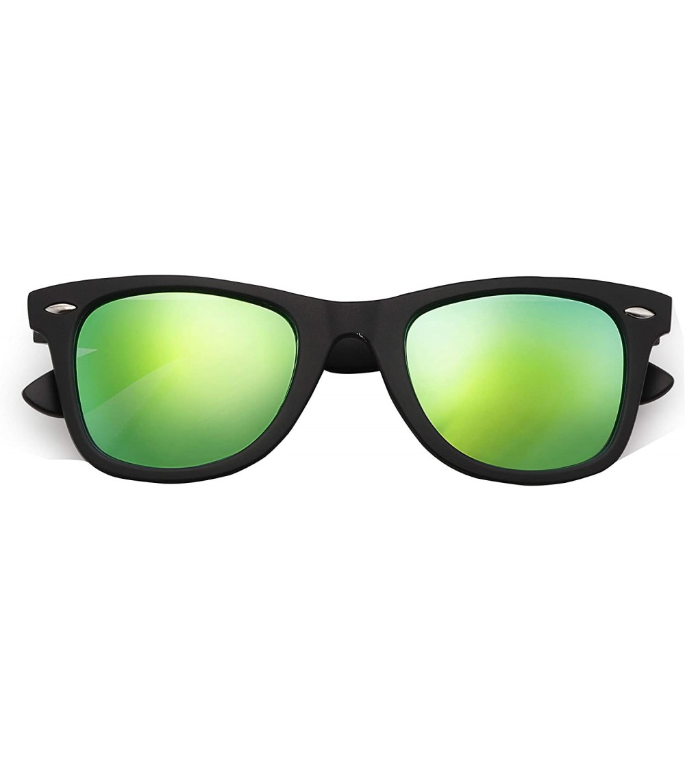 Sport Stylish 80th Retro Unisex Polarized Sunglasses UV400 Classic Vintage Chic - Black-ice Green - CF18DUZKNOZ $15.17