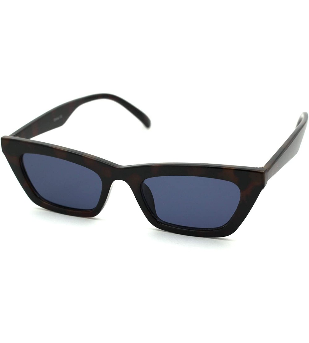 Cat Eye Womens Mod Minimal Thick Plastic Cat Eye Sunglasses - Tortoise Black - CH18WQ0H4ZG $19.58