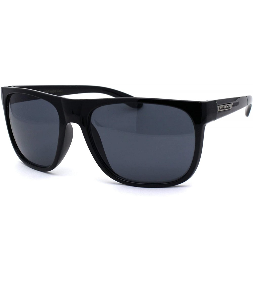 Sport Mens Mirror Lens Sport Horn Rim Sunglasses - All Black - CA1979YKN4C $19.85