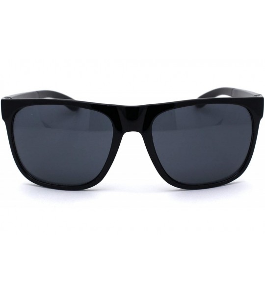 Sport Mens Mirror Lens Sport Horn Rim Sunglasses - All Black - CA1979YKN4C $19.85