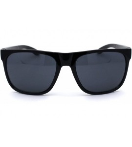 Sport Mens Mirror Lens Sport Horn Rim Sunglasses - All Black - CA1979YKN4C $19.85