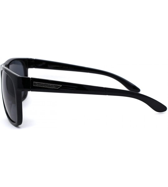 Sport Mens Mirror Lens Sport Horn Rim Sunglasses - All Black - CA1979YKN4C $19.85