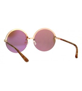 Round Womens Fashion Sunglasses Trending Half Rim Round Circle Frame UV 400 - Rose Gold (Pink Mirror) - CL186LRG4MO $19.36