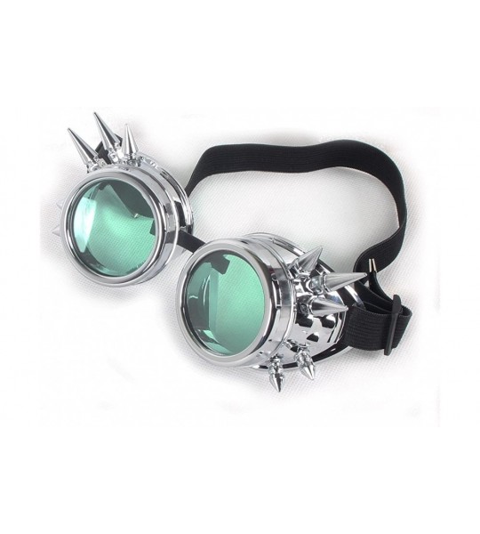 Goggle Vintage Goggles Steampunk Rave Retro Spiked Glasses Cosplay Halloween - Frame+green Lenses - C618HACTRZZ $19.57