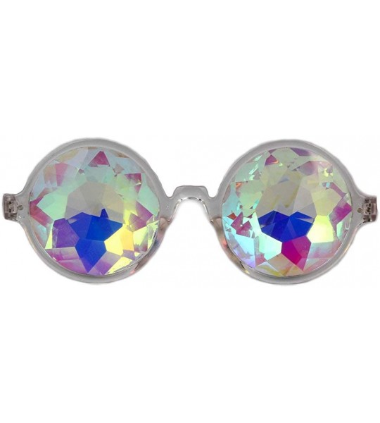 Goggle Kaleidoscope Sunglasses Round Rave Festival Diffraction BEST Prism Glasses - Clear+pink - CG18HQ8XWLZ $43.14