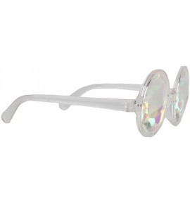 Goggle Kaleidoscope Sunglasses Round Rave Festival Diffraction BEST Prism Glasses - Clear+pink - CG18HQ8XWLZ $43.14