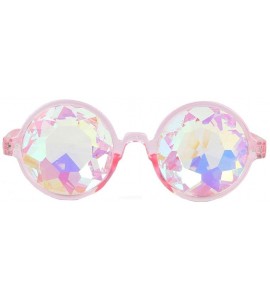 Goggle Kaleidoscope Sunglasses Round Rave Festival Diffraction BEST Prism Glasses - Clear+pink - CG18HQ8XWLZ $43.14