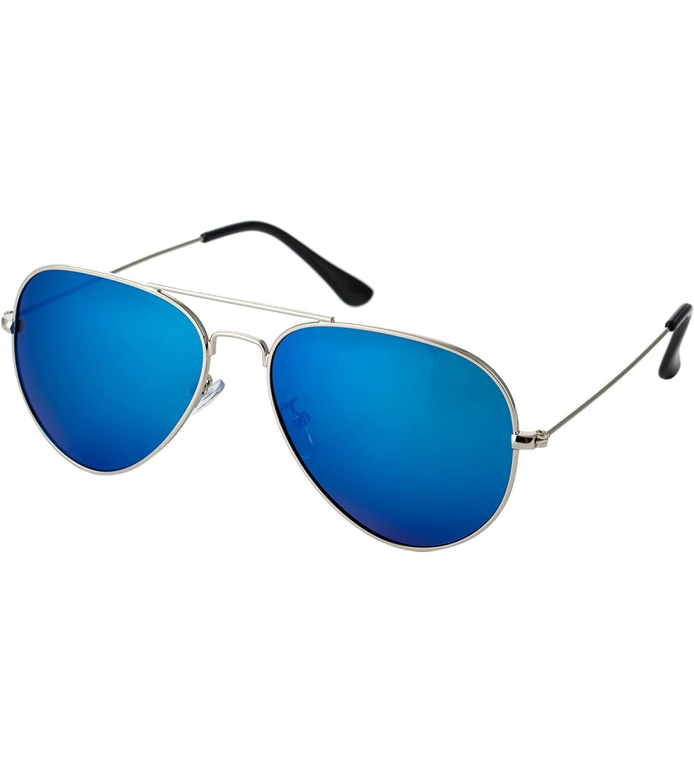 Aviator Lightweight Classic Aviator Polarized Sunglasses - 100% UV400 Protection for men and women - Blue - CQ18OLO5L04 $26.19