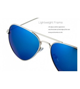 Aviator Lightweight Classic Aviator Polarized Sunglasses - 100% UV400 Protection for men and women - Blue - CQ18OLO5L04 $26.19