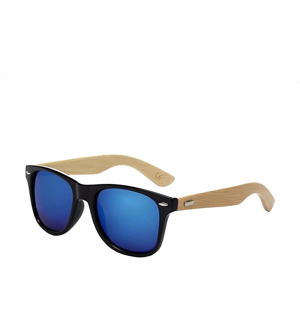 Wayfarer Prevent Radiation Classic Bamboo Wood Sunglasses - Blue - CB17XXHM5NA $18.08