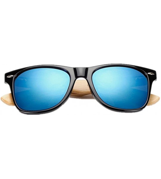 Wayfarer Prevent Radiation Classic Bamboo Wood Sunglasses - Blue - CB17XXHM5NA $18.08