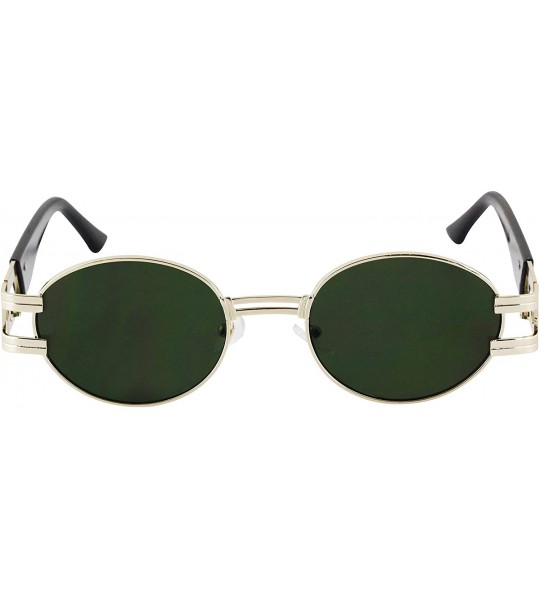 Oval Oval Retro Art Nouveau Vintage Style Metal Frame Sunglasses - Green - CG1977D2LK8 $23.65