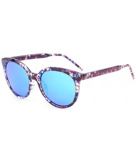 Oval TR90 Vintage Inspired Mirror Lens Oval Horned Rim Frame Retro Sunglasses - Blue - CQ12GYIC18H $24.68