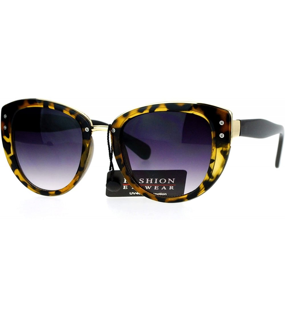 Cat Eye Metal Brow Oversize Cat Eye Designer Sunglasses - Tortoise Smoke - CN12HJTTSRR $22.27