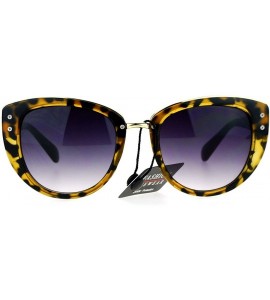 Cat Eye Metal Brow Oversize Cat Eye Designer Sunglasses - Tortoise Smoke - CN12HJTTSRR $22.27