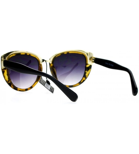 Cat Eye Metal Brow Oversize Cat Eye Designer Sunglasses - Tortoise Smoke - CN12HJTTSRR $22.27