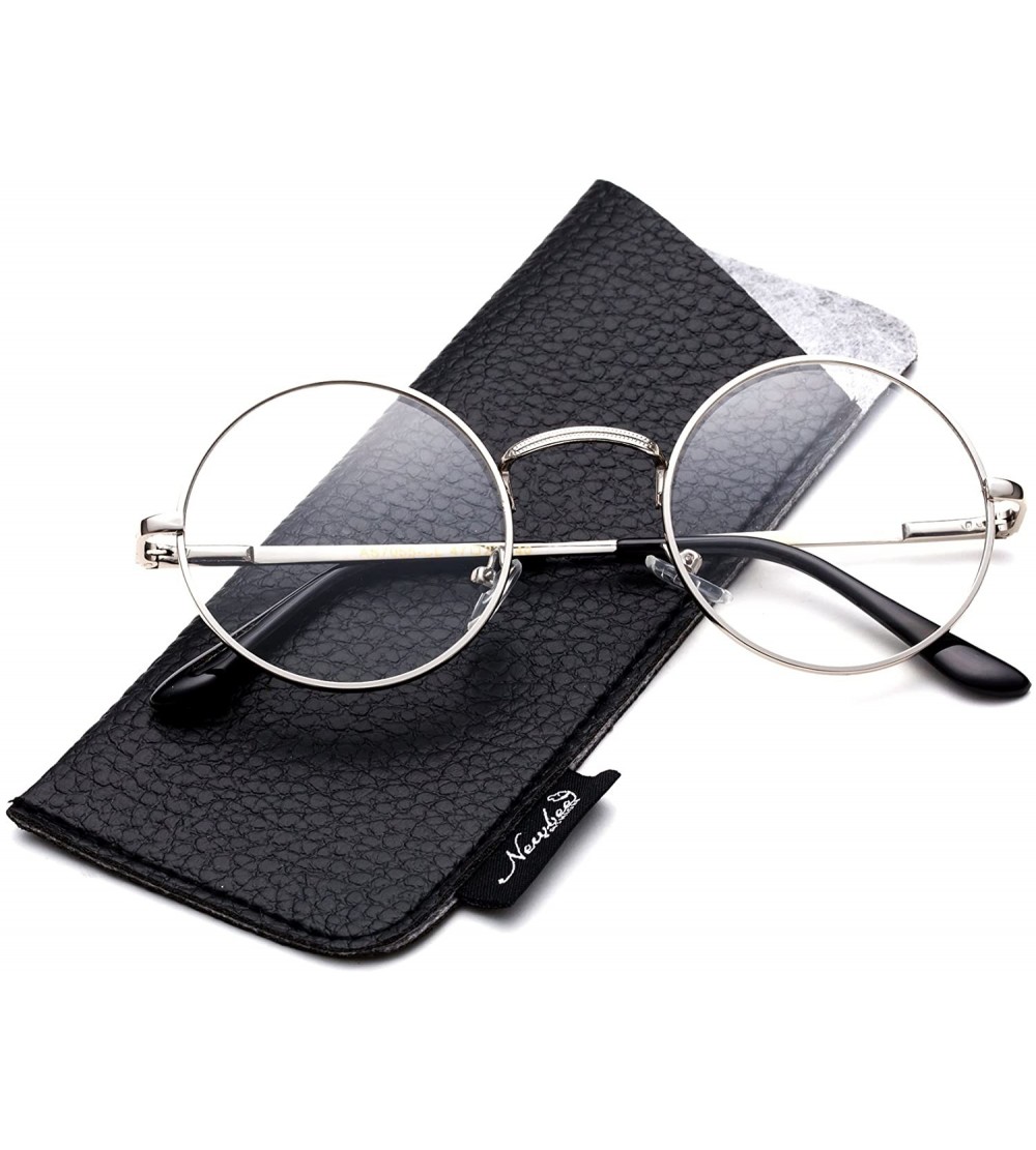Round John Lennon Glasses Hippy 60's Vintage Retro Round Sunglasses & Clear Lens - Clear Lens - Silver - CG11KW0OMQN $17.72