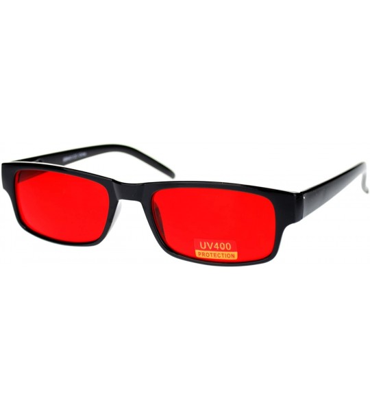 Round Black Rectangle Frame Color Lens Sunglasses Spring Hinge - Black - CQ1880LGZSR $20.05