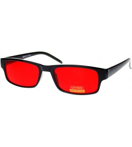 Round Black Rectangle Frame Color Lens Sunglasses Spring Hinge - Black - CQ1880LGZSR $20.05