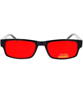 Round Black Rectangle Frame Color Lens Sunglasses Spring Hinge - Black - CQ1880LGZSR $20.05