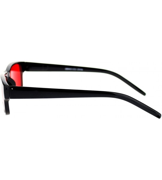 Round Black Rectangle Frame Color Lens Sunglasses Spring Hinge - Black - CQ1880LGZSR $20.05