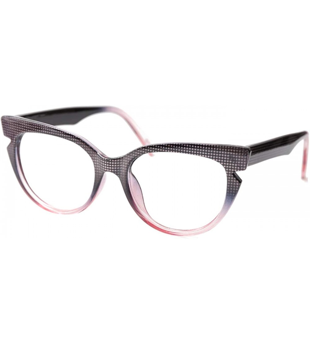 Rimless Womens Hit Color Grid Pattern Cat Eye Reading Glass Eyeglass Frame - Purple - C7192O8499X $20.95