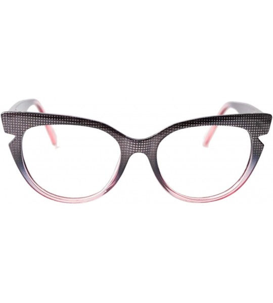 Rimless Womens Hit Color Grid Pattern Cat Eye Reading Glass Eyeglass Frame - Purple - C7192O8499X $20.95