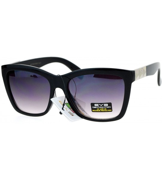 Rectangular Pyramid Stud Horn Rim Mirror Lens Plastic Sunglasses - Silver Smoke - C312O2I1DOP $19.49