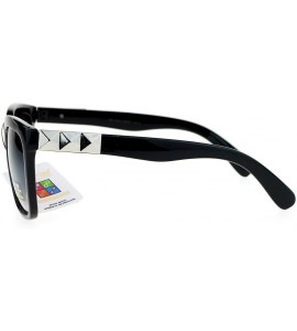 Rectangular Pyramid Stud Horn Rim Mirror Lens Plastic Sunglasses - Silver Smoke - C312O2I1DOP $19.49