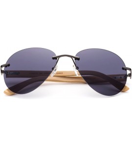 Aviator Bamboo Arm Oversized Rimless Aviator Sunglasses with Flash Lens Bamboo Sunglasses for Men & Women - CB18ELWEZM5 $18.91