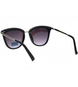 Oversized Womens VG Eyewear Mod Designer Fashion Horned Cat Eye Sunglasses - Black Teal Mirror - CC18GLW9SU7 $22.31