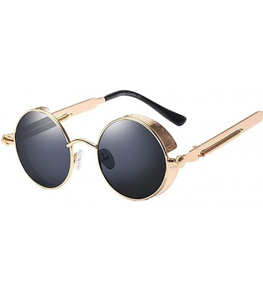 Round Classic Steampunk Sunglasses Glasses Designer - C7 - CG198G5A97X $36.81