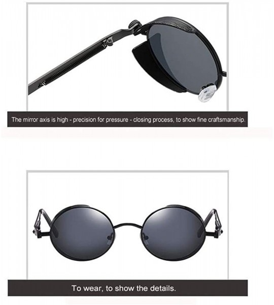 Round Classic Steampunk Sunglasses Glasses Designer - C7 - CG198G5A97X $36.81