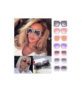 Square Women Square Frame Rhinestone Decor Sunglasses Sunglasses - Grey - C8199X89870 $34.47