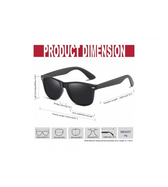 Square Classic Retro Square Polarized Sunglasses Fashion for Driving Fishing - Matte Black - CJ18U7DNAW0 $19.39