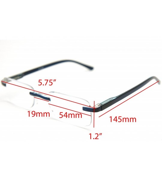 Rimless Super Lightweight Reading Glasses Free Pouch HalfRim - Shiny Blue Crystal - CX12O8Z3IY2 $29.71