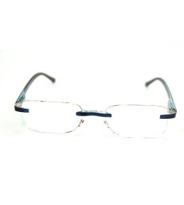 Rimless Super Lightweight Reading Glasses Free Pouch HalfRim - Shiny Blue Crystal - CX12O8Z3IY2 $29.71