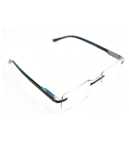 Rimless Super Lightweight Reading Glasses Free Pouch HalfRim - Shiny Blue Crystal - CX12O8Z3IY2 $29.71