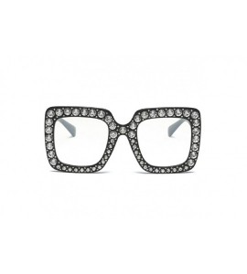 Oval Womens Fashion Artificial Diamond Cat Ear Quadrate Big Metal Frame Brand Classic Sunglasses (E) - E - CQ180CC4X3M $19.18