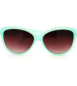 Round Rhinestone Top Round Cateye Sunglasses Womens Bling Designer Fashion - Green - CO11F0MRLOX $20.31