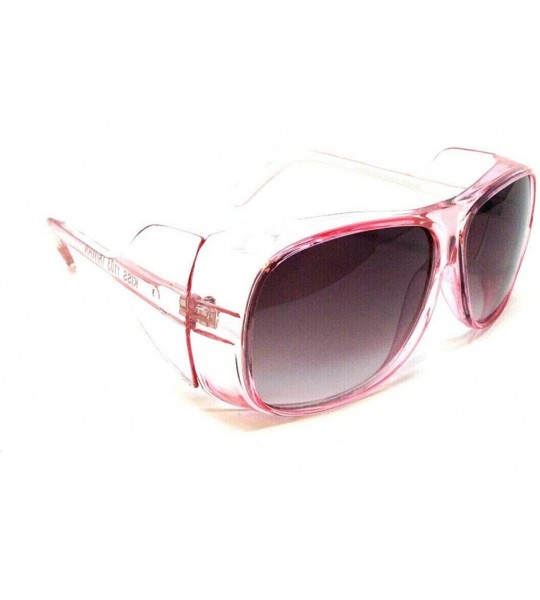 Square Crystal Gazelle Oversized Goggle Side Shield Square Sunglasses - Crystal Pink Frame - CX18WROT34S $16.86