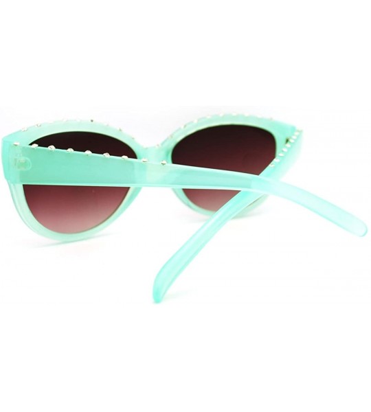 Round Rhinestone Top Round Cateye Sunglasses Womens Bling Designer Fashion - Green - CO11F0MRLOX $20.31