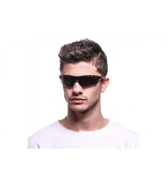 Sport Polarized Sunglasses Men Explosion Proof Baseball - Black Frame Red Night Vision Goggles - CZ190DYOLLQ $23.51